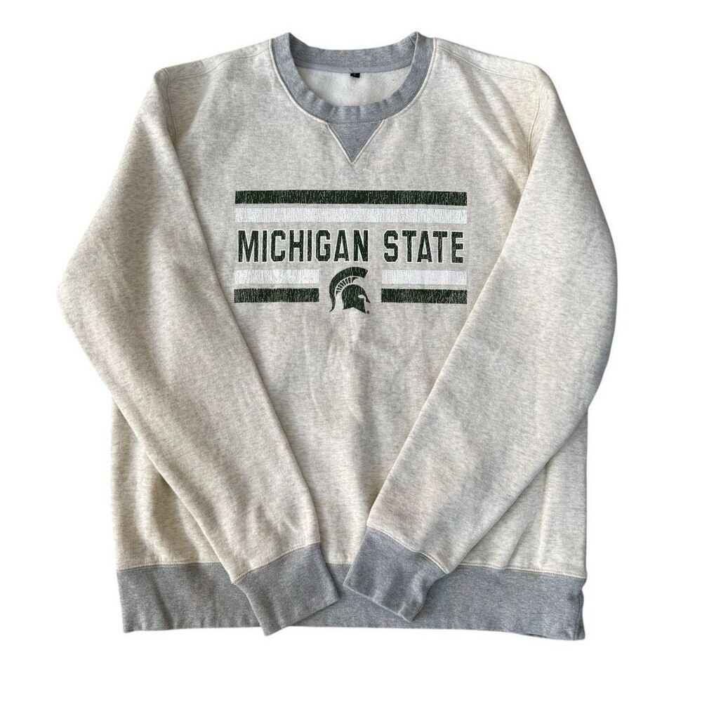 Michigan State Spartans crewneck sweatshirt gray with green/white graphic sz L